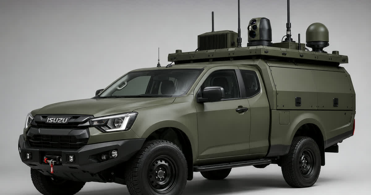Zabudowa Isuzu D-Max z systemem antydronowym – grafika poglądowa